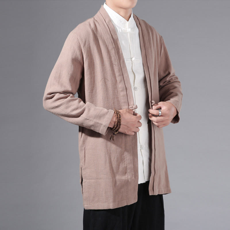 Cotton Linen Open Front Mindful Transition Men's Kimono Jacket