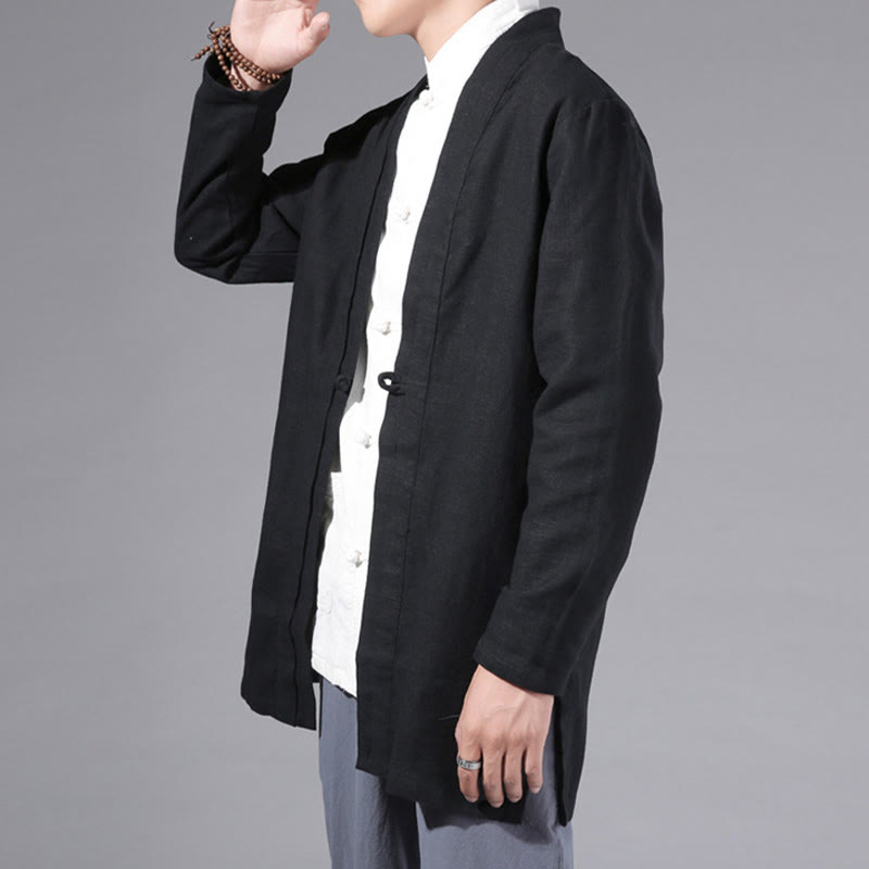 Cotton Linen Open Front Mindful Transition Men's Kimono Jacket