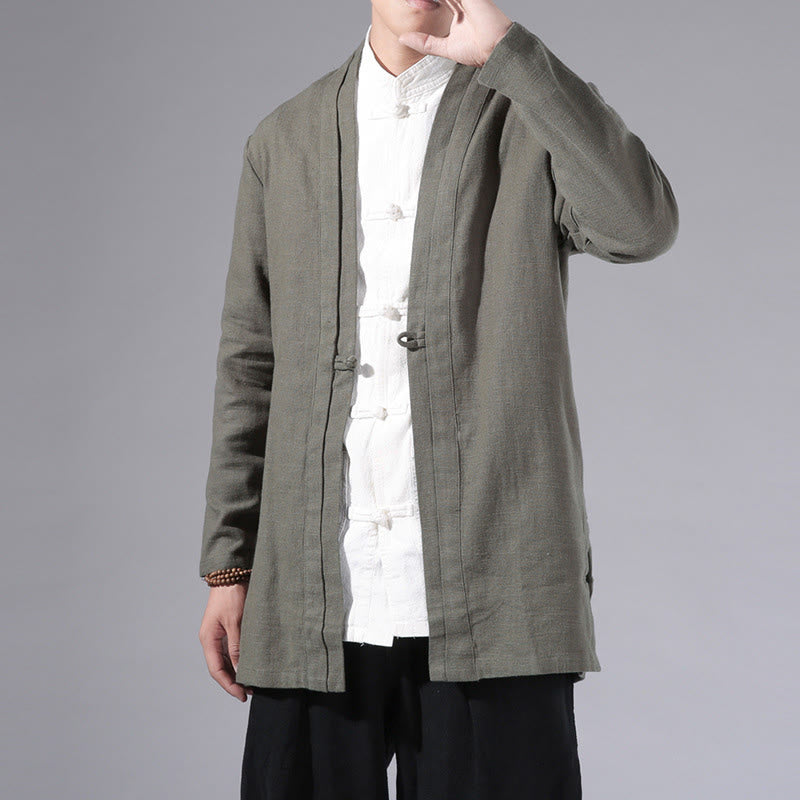 Cotton Linen Open Front Mindful Transition Men's Kimono Jacket