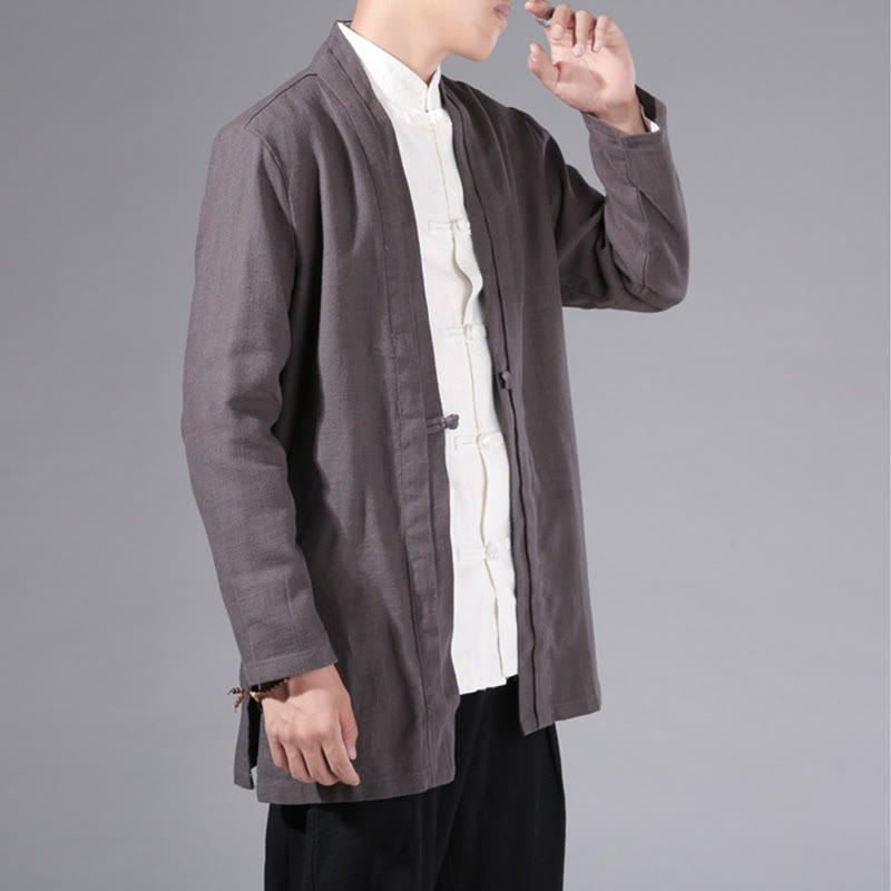 Cotton Linen Open Front Mindful Transition Men's Kimono Jacket