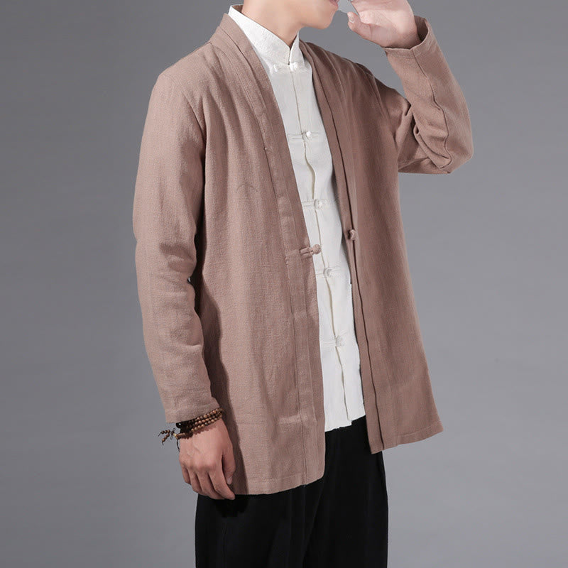 Cotton Linen Open Front Mindful Transition Men's Kimono Jacket