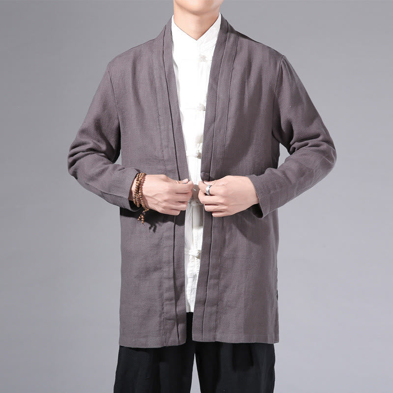 Cotton Linen Open Front Mindful Transition Men's Kimono Jacket