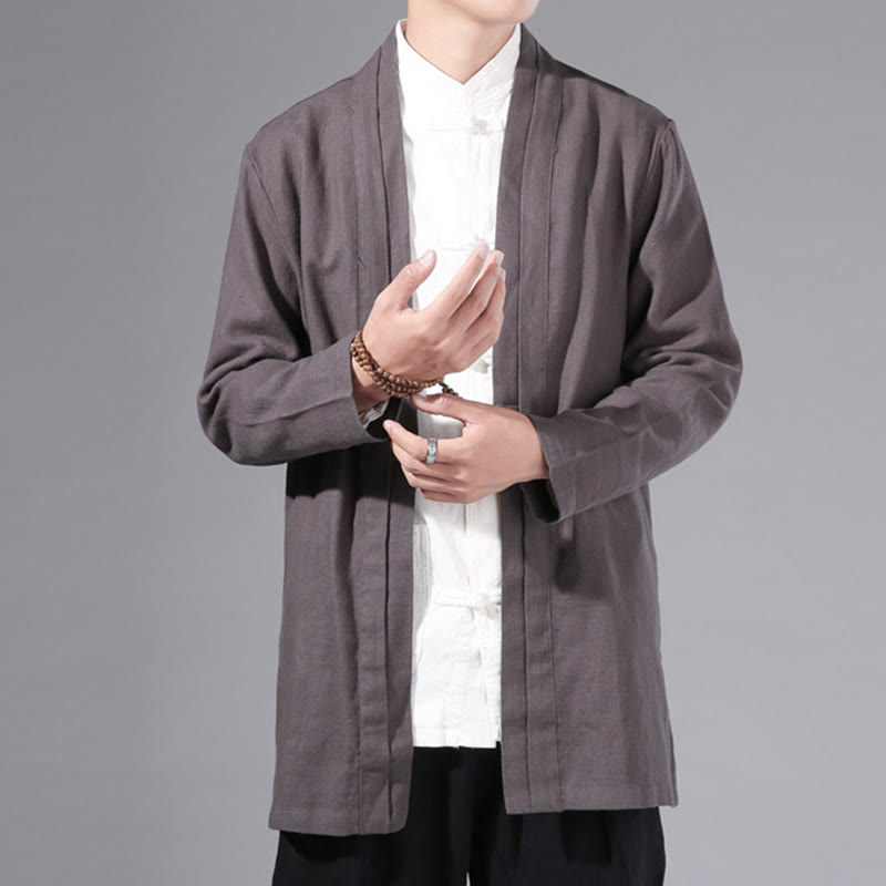 Cotton Linen Open Front Mindful Transition Men's Kimono Jacket