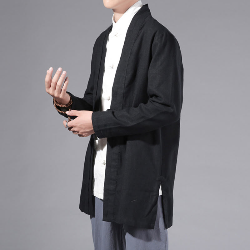 Cotton Linen Open Front Mindful Transition Men's Kimono Jacket