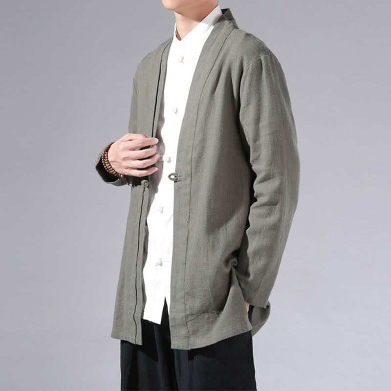 Cotton Linen Open Front Mindful Transition Men's Kimono Jacket