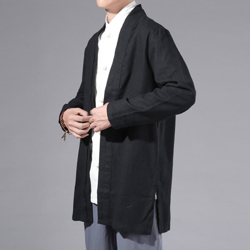 Cotton Linen Open Front Mindful Transition Men's Kimono Jacket