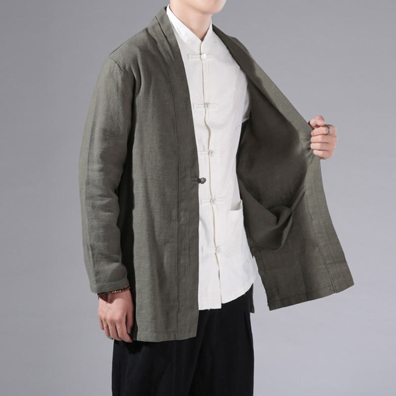 Cotton Linen Open Front Mindful Transition Men's Kimono Jacket