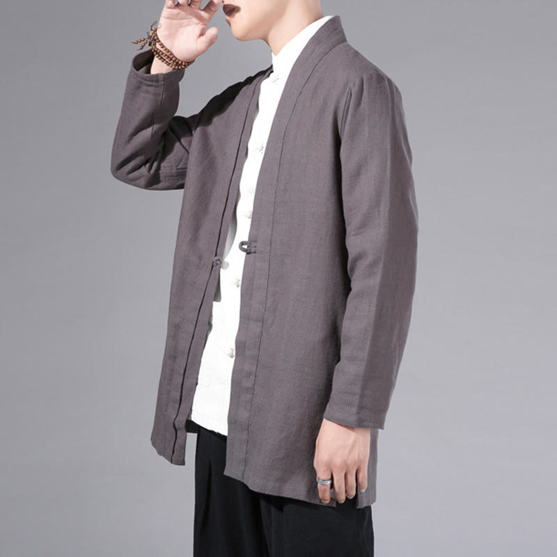 Cotton Linen Open Front Mindful Transition Men's Kimono Jacket