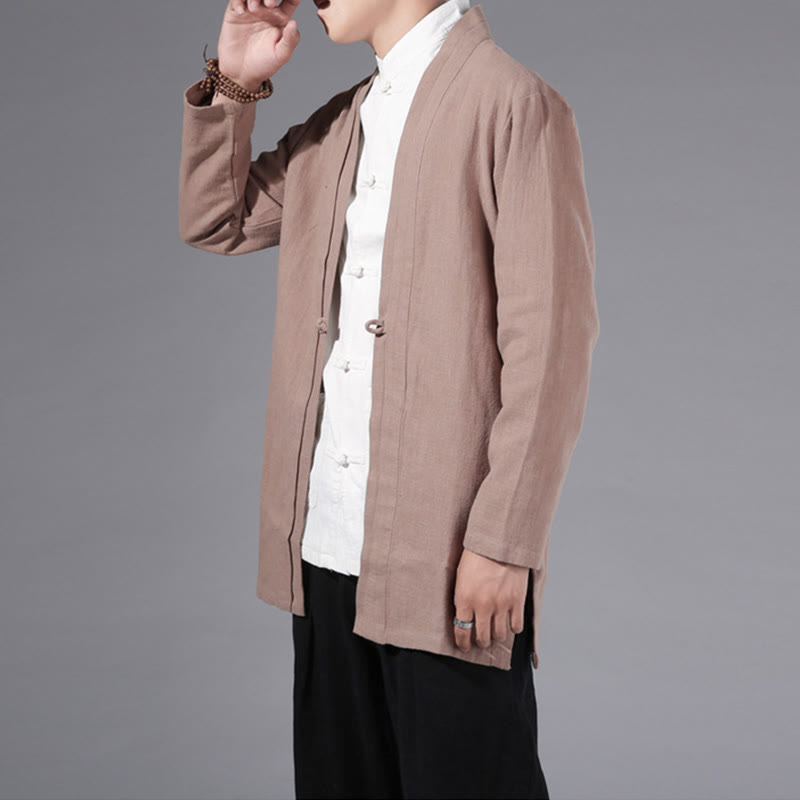 Cotton Linen Open Front Mindful Transition Men's Kimono Jacket