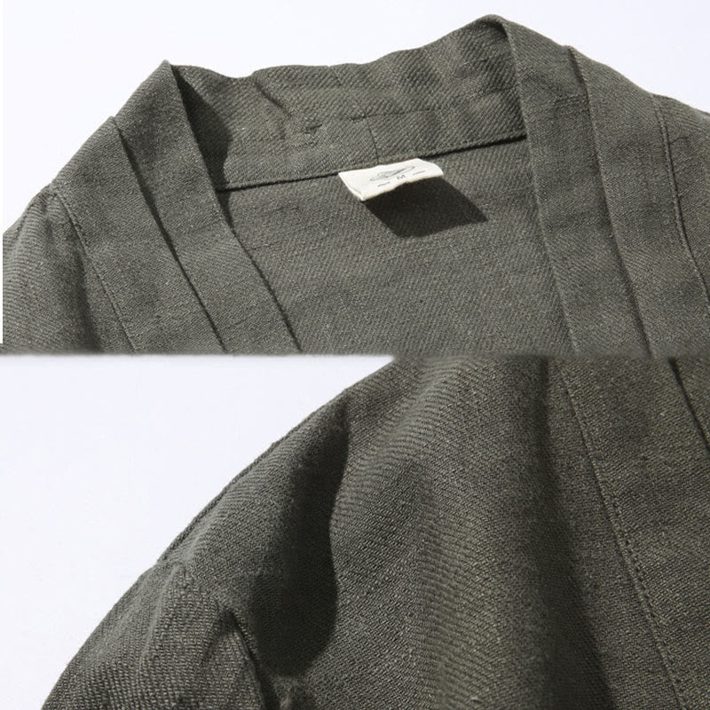 Cotton Linen Open Front Mindful Transition Men's Kimono Jacket
