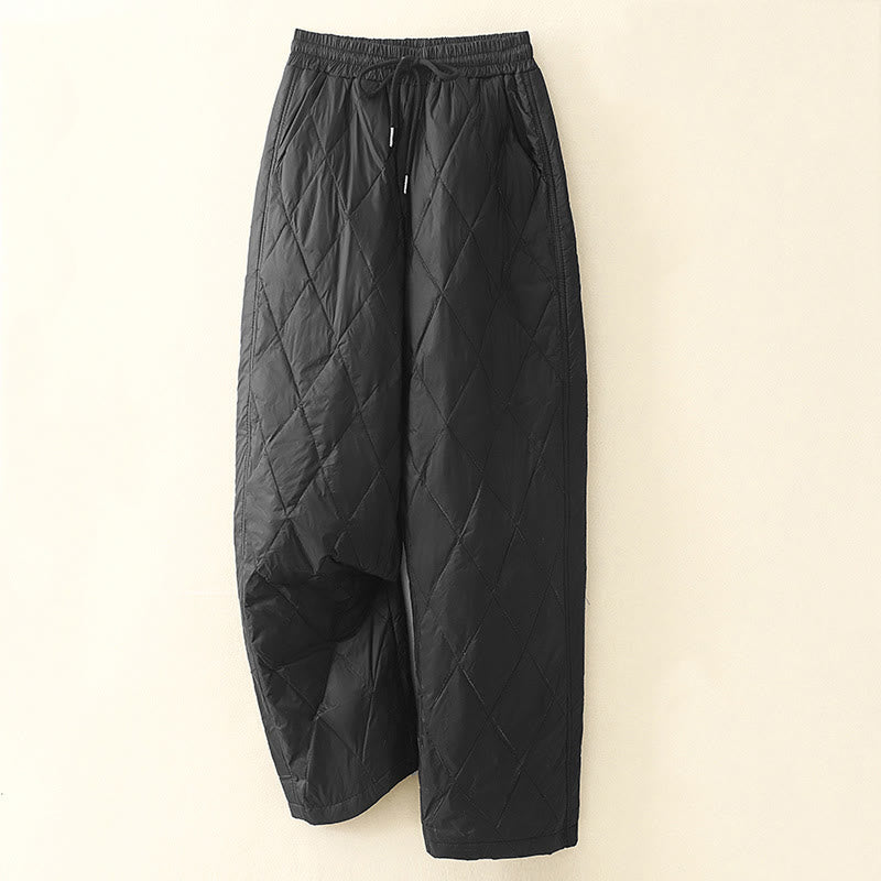 Casual High Waist Drawstring Design Women's Wide Leg Cotton Pants With Pockets