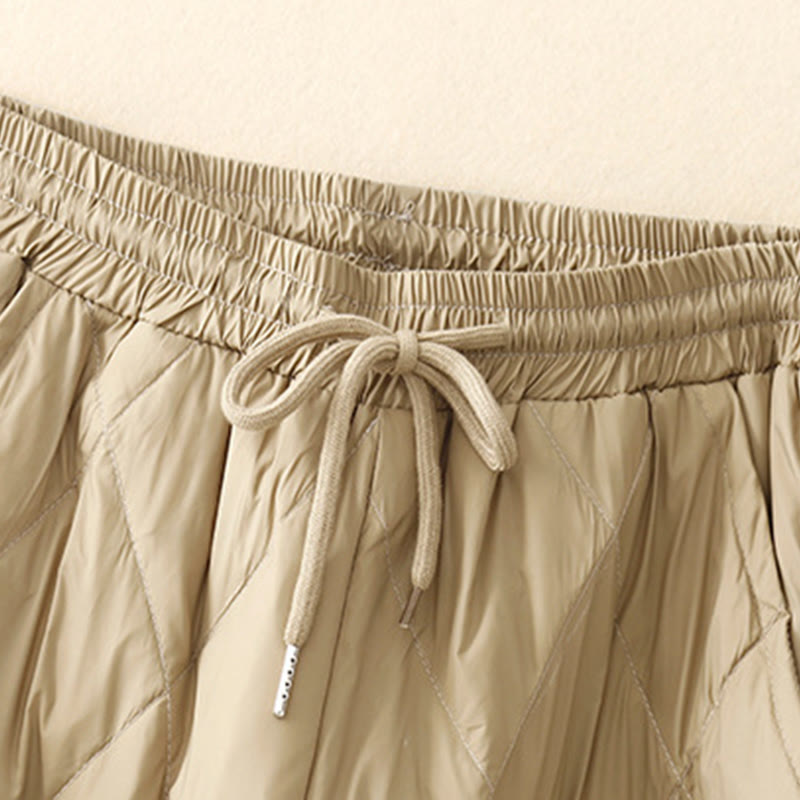 Casual High Waist Drawstring Design Women's Wide Leg Cotton Pants With Pockets