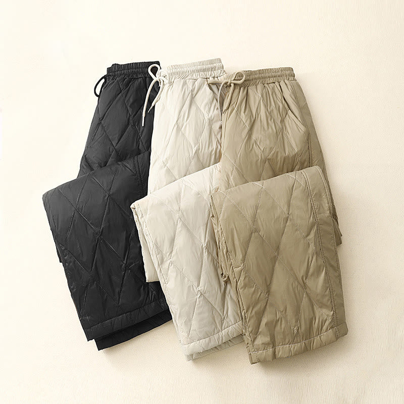 Casual High Waist Drawstring Design Women's Wide Leg Cotton Pants With Pockets