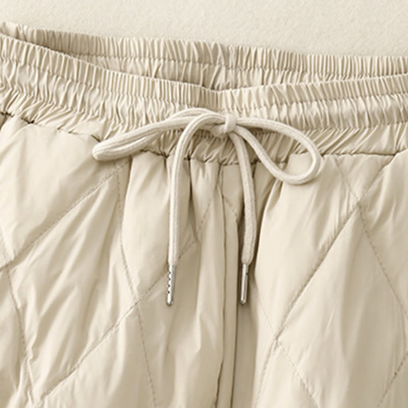 Casual High Waist Drawstring Design Women's Wide Leg Cotton Pants With Pockets