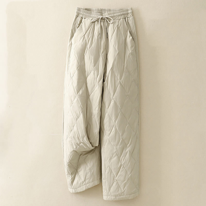 Casual High Waist Drawstring Design Women's Wide Leg Cotton Pants With Pockets