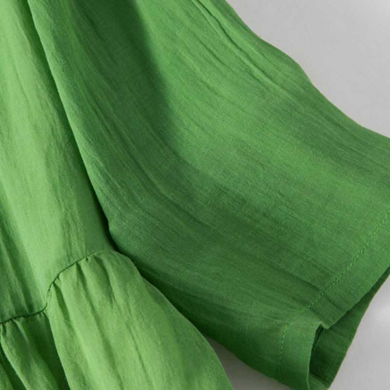 Summer V-Neck Design Half Sleeve Cotton Midi Dress