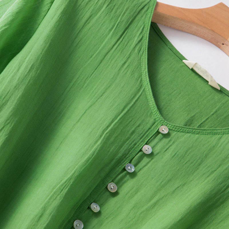 Summer V-Neck Design Half Sleeve Cotton Midi Dress
