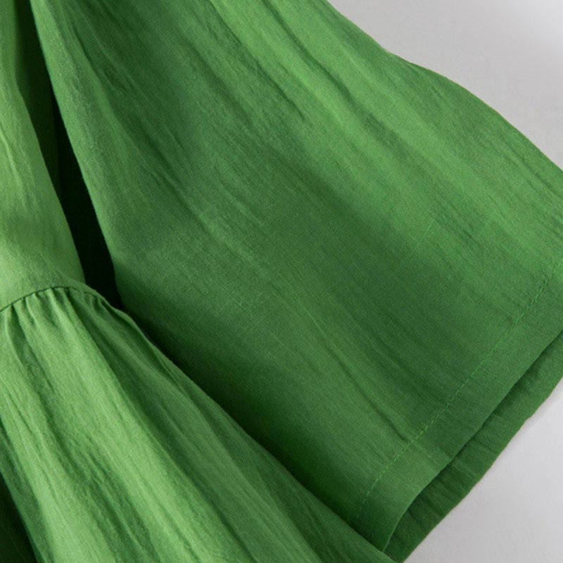 Summer V-Neck Design Half Sleeve Cotton Midi Dress