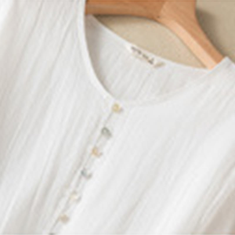 Summer V-Neck Design Half Sleeve Cotton Midi Dress