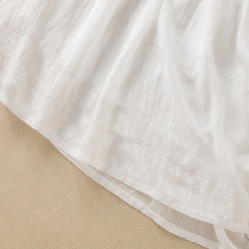 Summer V-Neck Design Half Sleeve Cotton Midi Dress