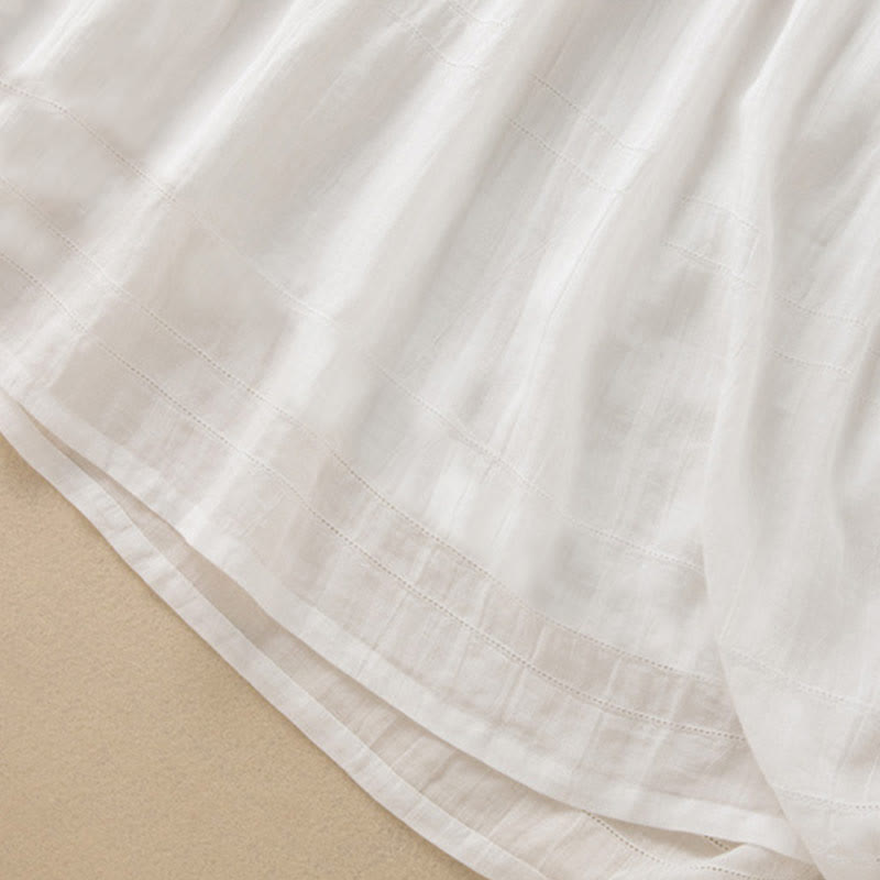 Summer V-Neck Design Half Sleeve Cotton Midi Dress