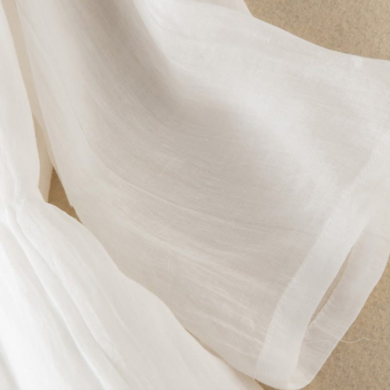 Summer V-Neck Design Half Sleeve Cotton Midi Dress