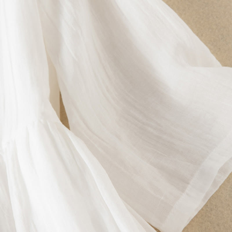 Summer V-Neck Design Half Sleeve Cotton Midi Dress