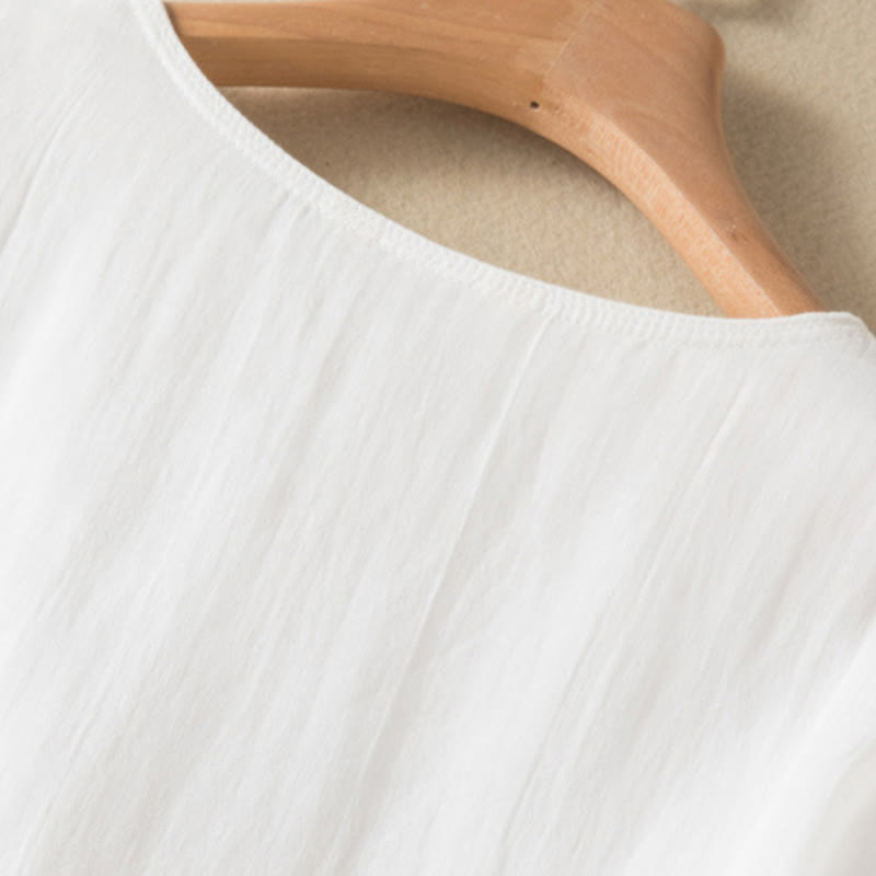 Summer V-Neck Design Half Sleeve Cotton Midi Dress