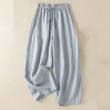 Tactile Cotton Linen High-Waist Meditation Wide Leg Pants
