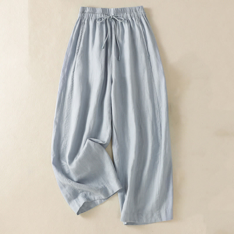 Tactile Cotton Linen High-Waist Meditation Wide Leg Pants
