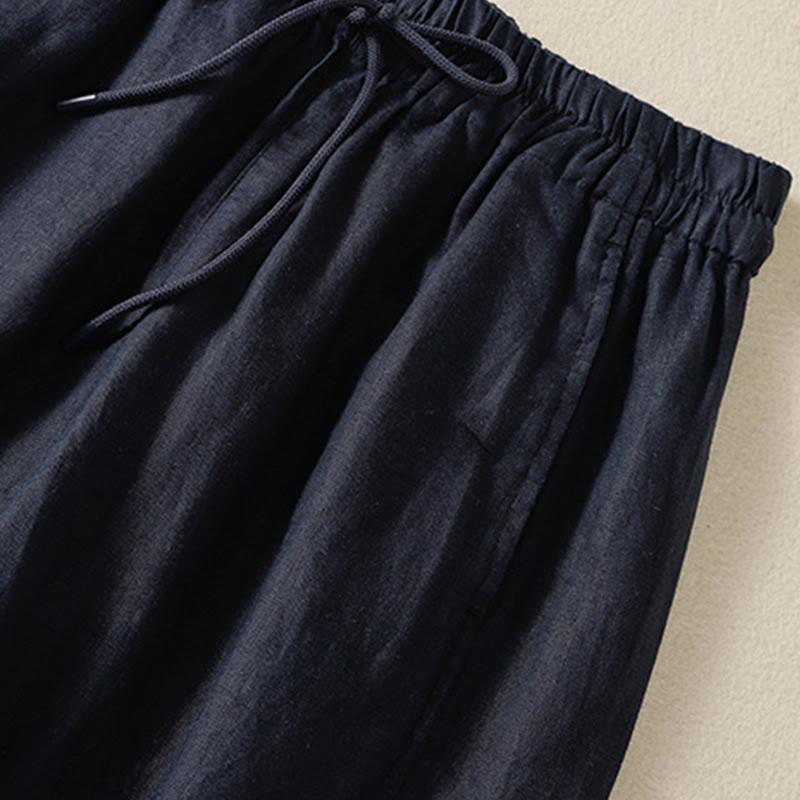 Tactile Cotton Linen High-Waist Meditation Wide Leg Pants