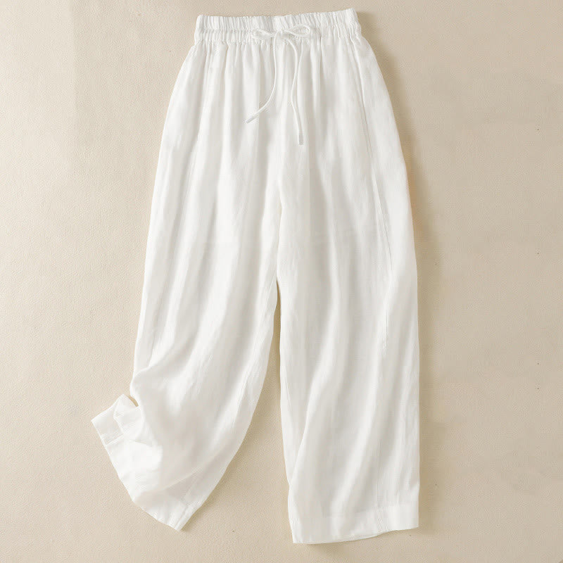 Tactile Cotton Linen High-Waist Meditation Wide Leg Pants