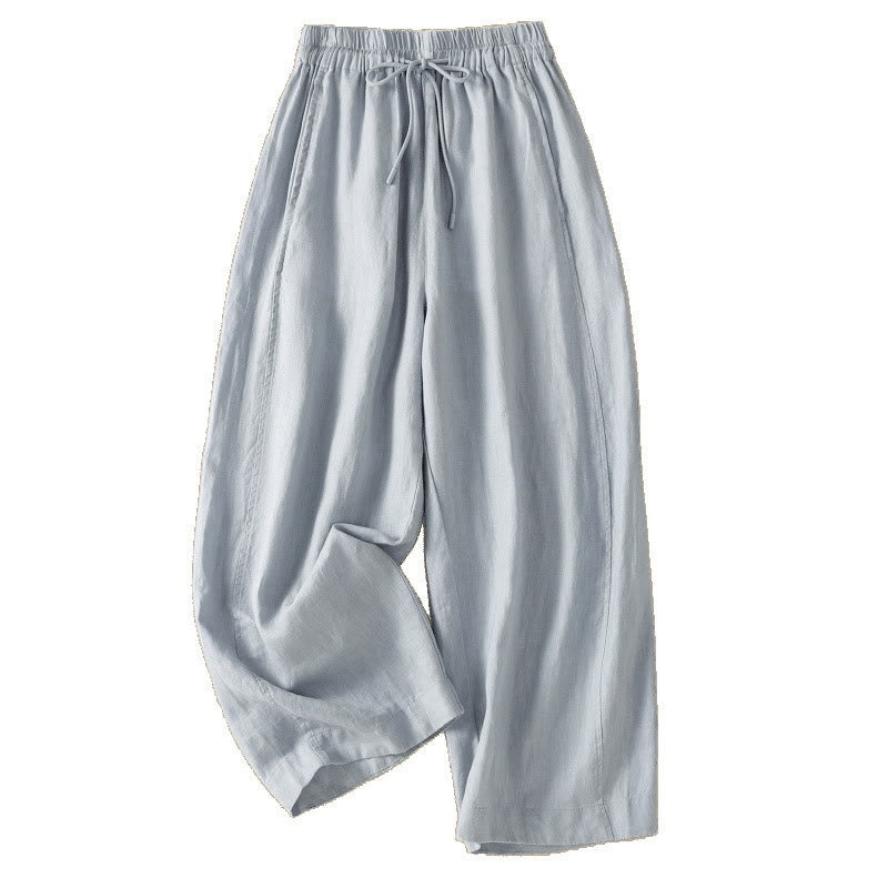 Tactile Cotton Linen High-Waist Meditation Wide Leg Pants