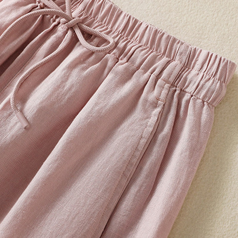 Tactile Cotton Linen High-Waist Meditation Wide Leg Pants