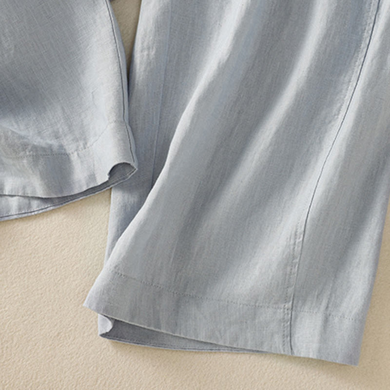Tactile Cotton Linen High-Waist Meditation Wide Leg Pants