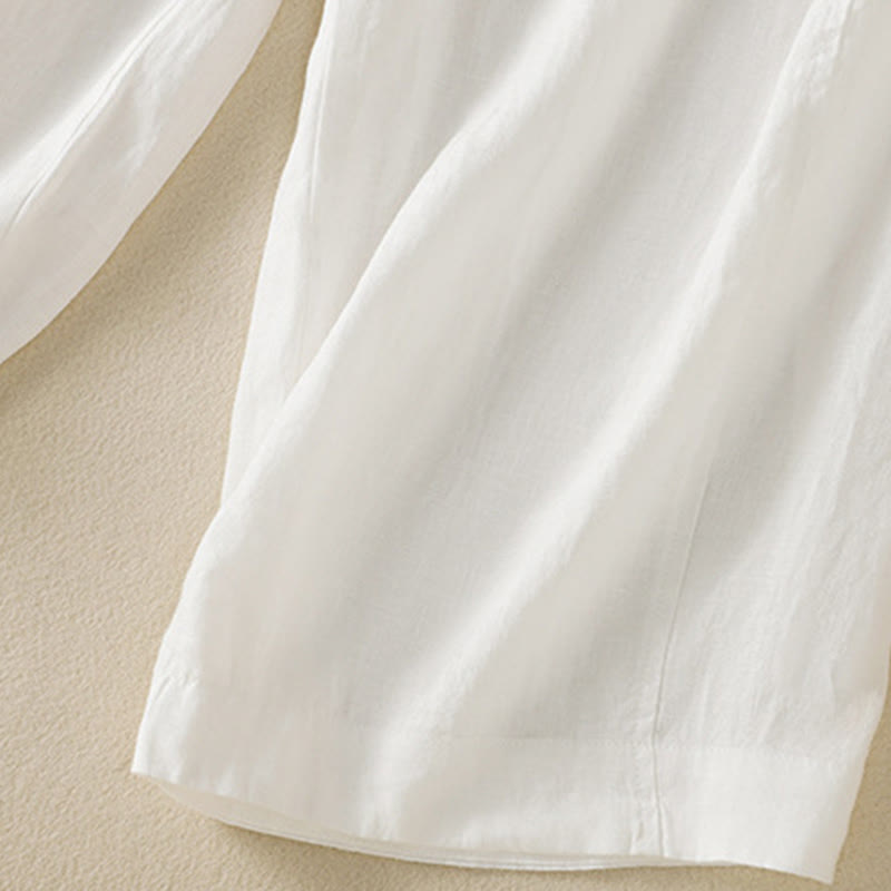 Tactile Cotton Linen High-Waist Meditation Wide Leg Pants