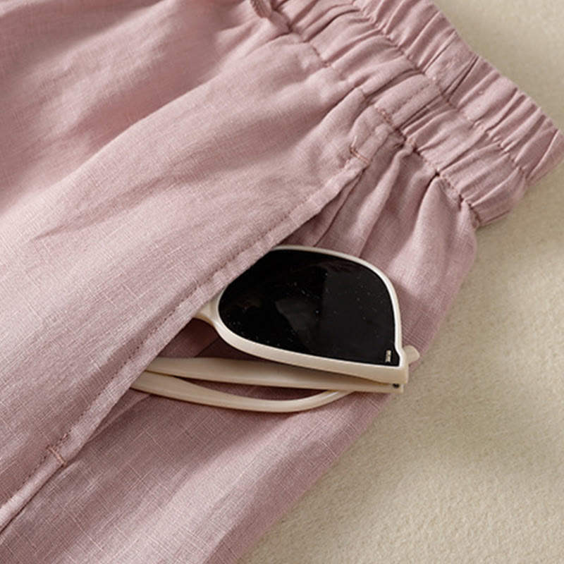 Tactile Cotton Linen High-Waist Meditation Wide Leg Pants