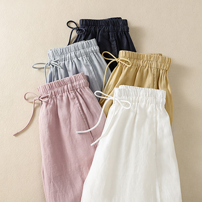 Tactile Cotton Linen High-Waist Meditation Wide Leg Pants