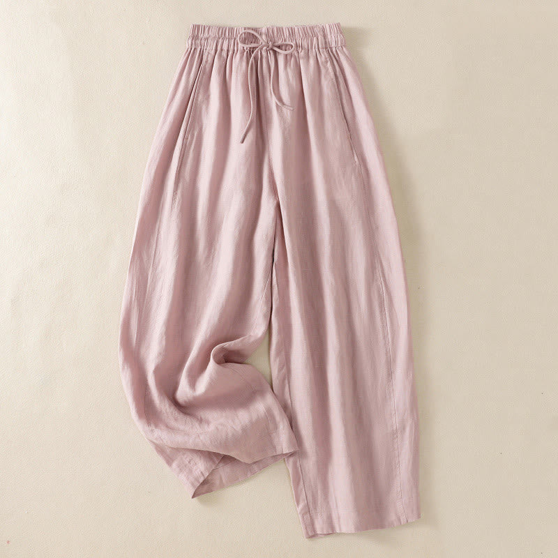 Tactile Cotton Linen High-Waist Meditation Wide Leg Pants