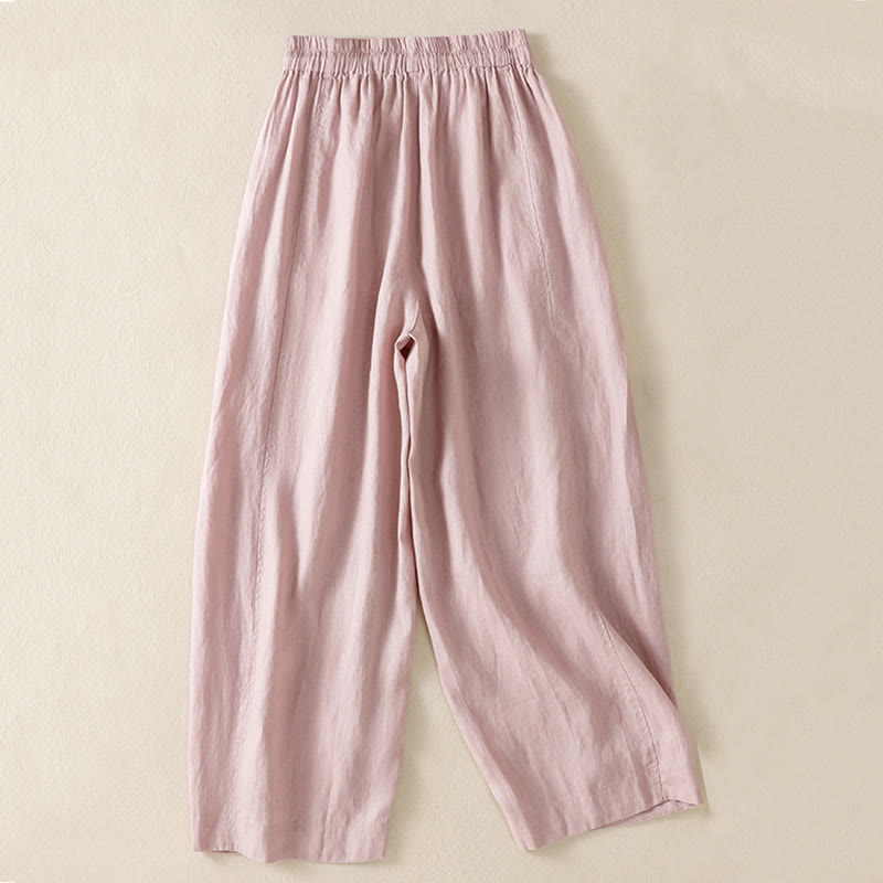 Tactile Cotton Linen High-Waist Meditation Wide Leg Pants