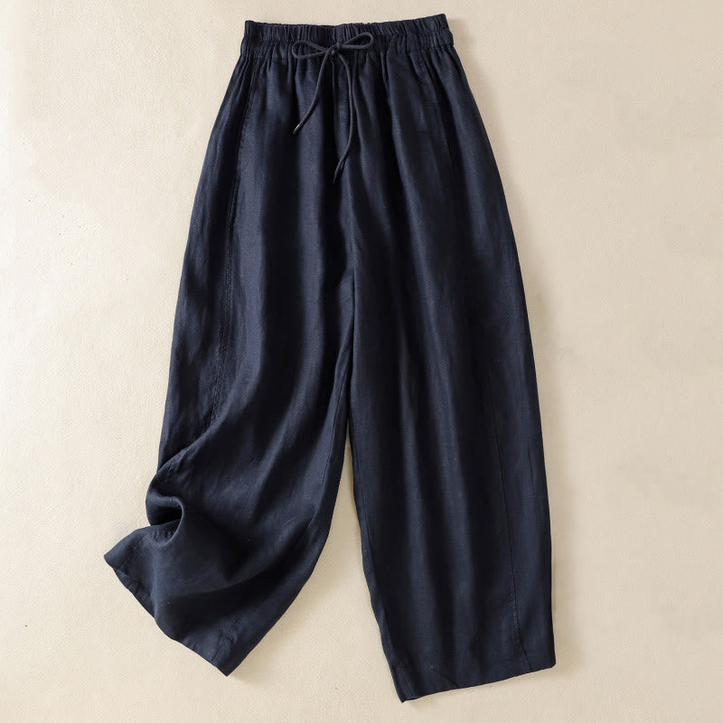 Tactile Cotton Linen High-Waist Meditation Wide Leg Pants