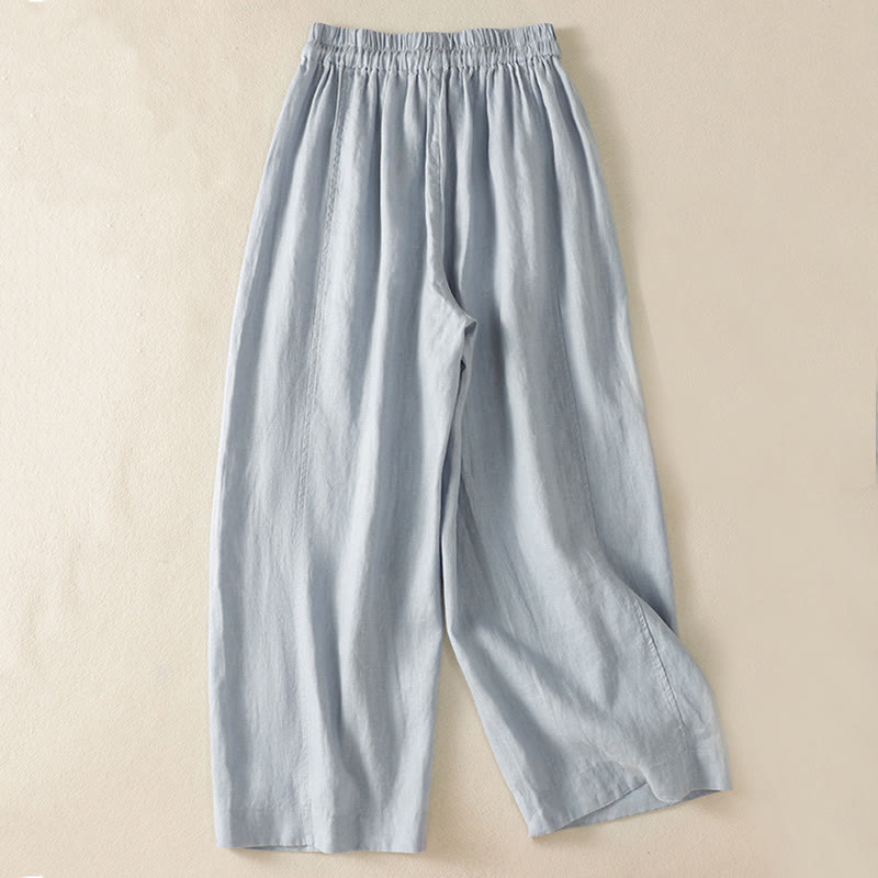 Tactile Cotton Linen High-Waist Meditation Wide Leg Pants