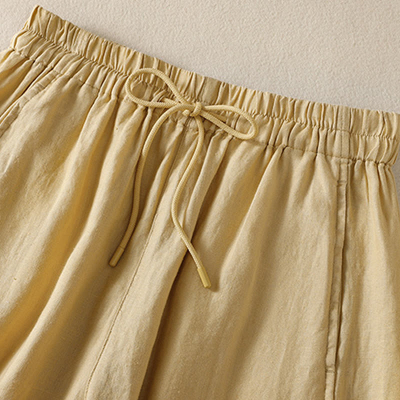 Tactile Cotton Linen High-Waist Meditation Wide Leg Pants