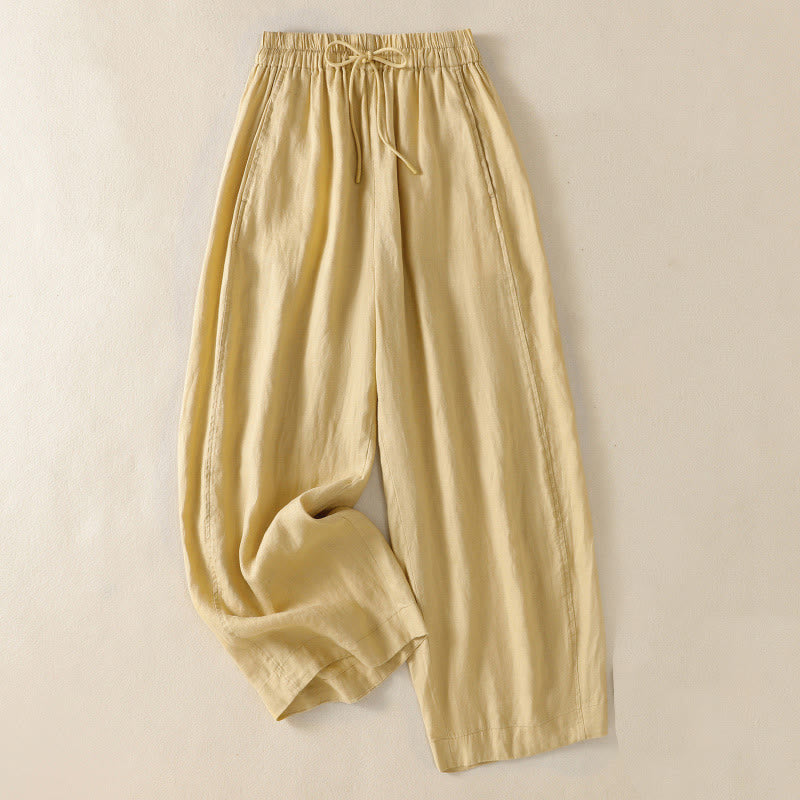 Tactile Cotton Linen High-Waist Meditation Wide Leg Pants