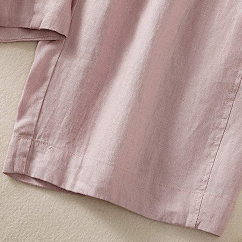 Tactile Cotton Linen High-Waist Meditation Wide Leg Pants