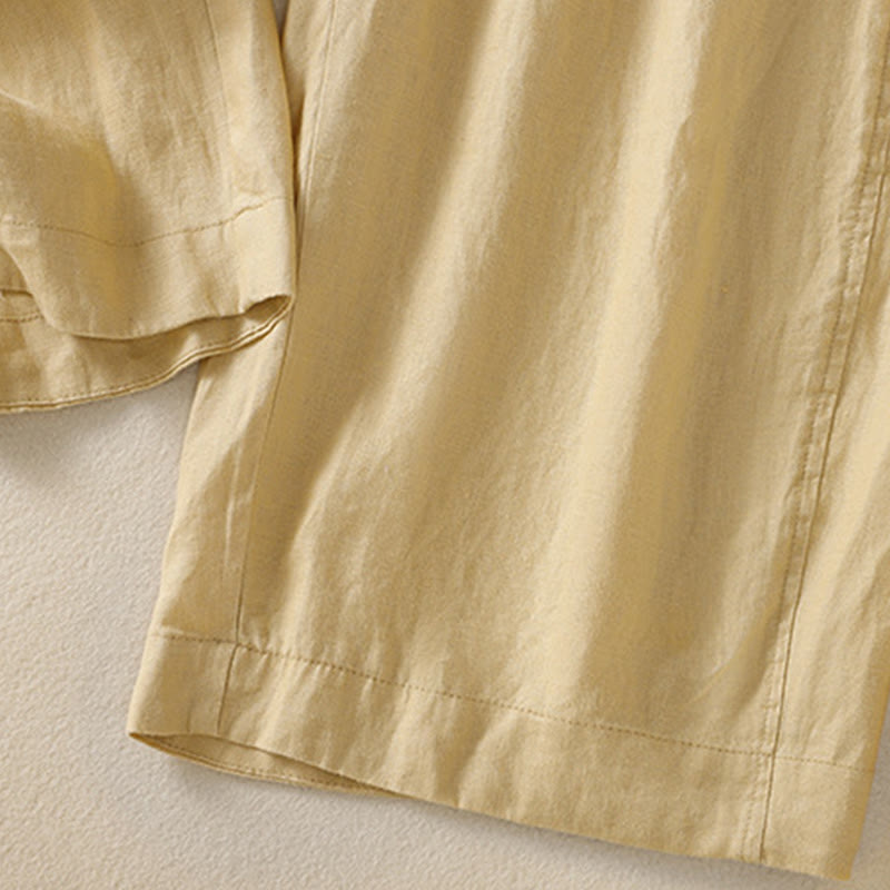 Tactile Cotton Linen High-Waist Meditation Wide Leg Pants