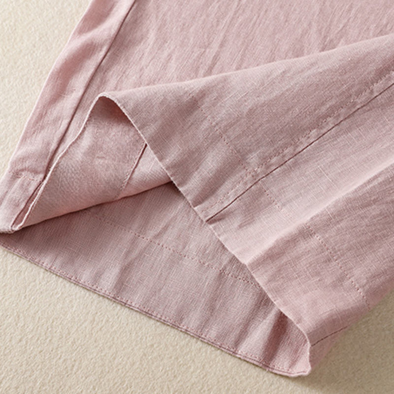 Tactile Cotton Linen High-Waist Meditation Wide Leg Pants