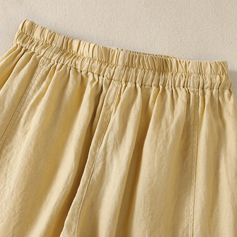 Tactile Cotton Linen High-Waist Meditation Wide Leg Pants