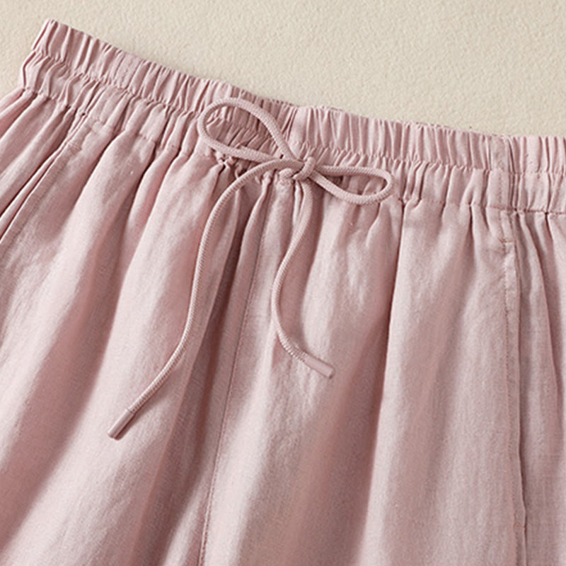 Tactile Cotton Linen High-Waist Meditation Wide Leg Pants