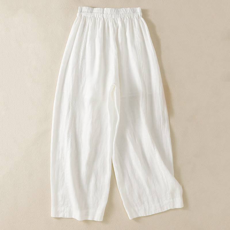 Tactile Cotton Linen High-Waist Meditation Wide Leg Pants